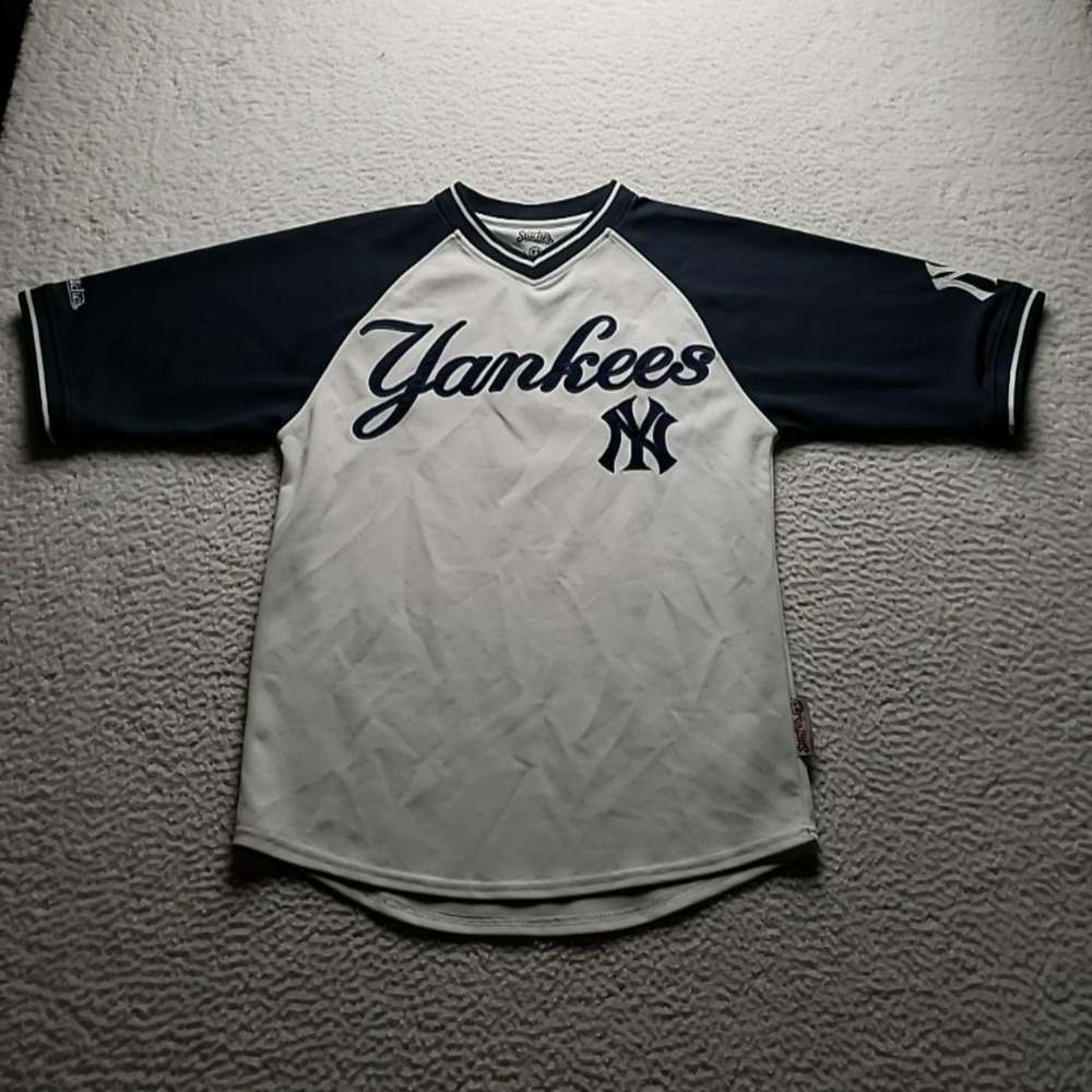 New York Yankees Jersey Mens Small White MLB Baseball Stitches Raglan Mesh Top